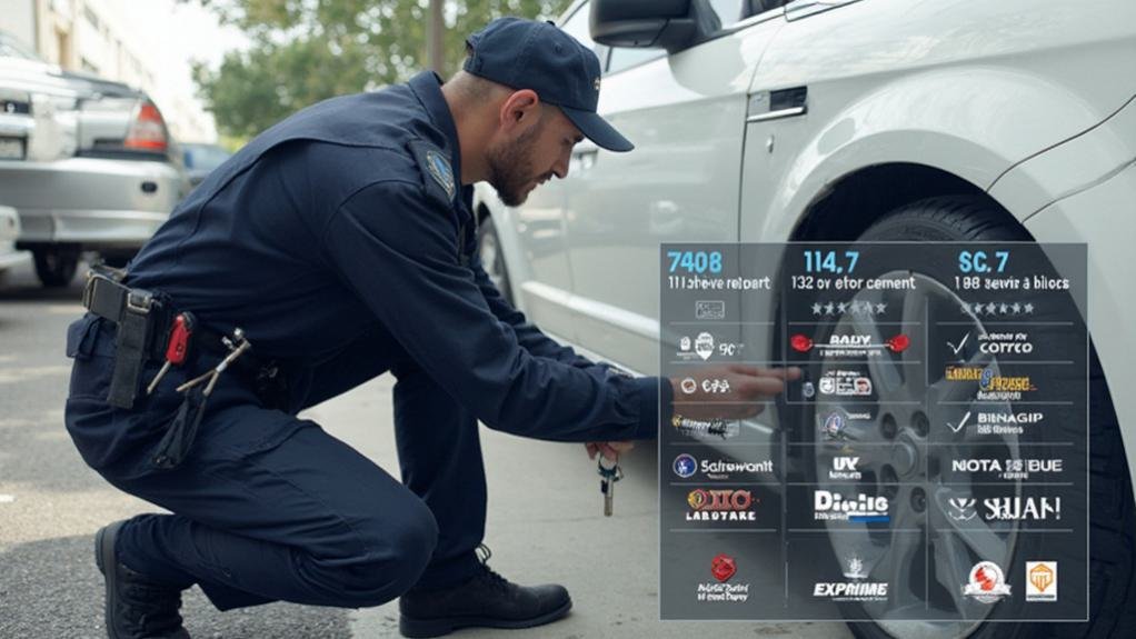 A technician providing car lockout assistance to a customer standing beside a locked vehicle with a worried expression, highlighting the auto lockout service.