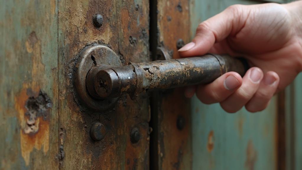 Technician performing lock repair on a door using specialized tools for lock installation and repair services.