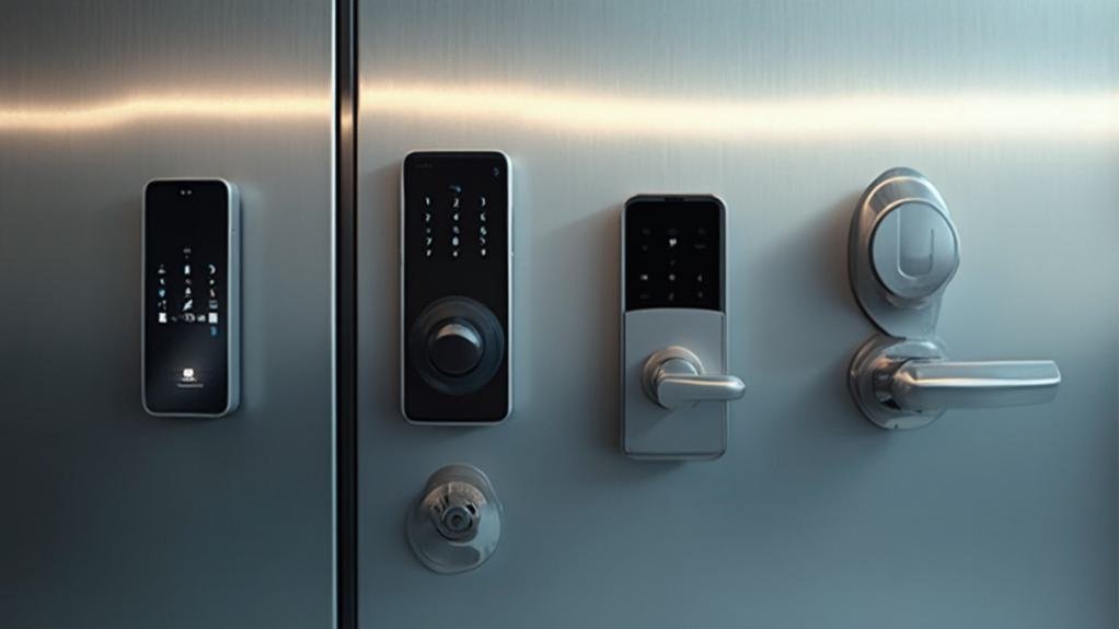 A technician installing a new high-security lock system during a business lock upgrade service.