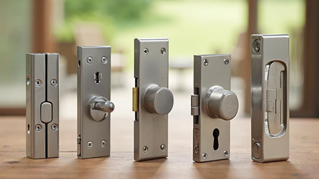 A technician inspecting a patio door lock, demonstrating professional patio door lock services to ensure security and functionality.